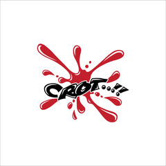 Red water droplets accompanied by the word crot