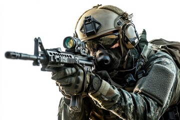 Tactical Dog Team in Action with Weapon and Protective Gear