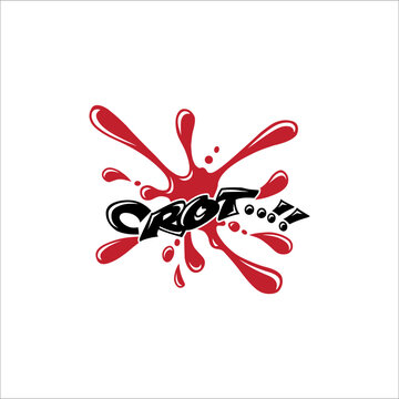 Red water droplets accompanied by the word crot