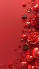 A playful Valentine’s Day layout with pastel-colored hearts and ample copy space, creating a warm and inviting look. Ideal for romantic ads, festive invitations, and digital banners.