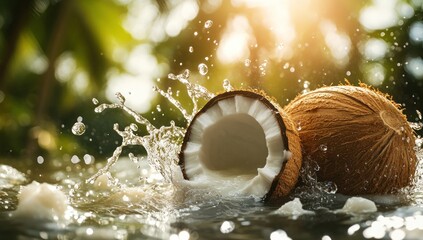 Fototapeta premium Refreshing Coconut Splash: Tropical Paradise