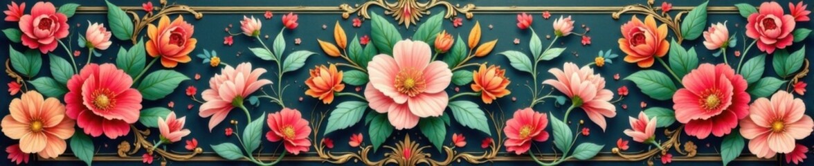 Intricate floral pattern on ornate vintage frame, classic frames, retro frames, vintage frames