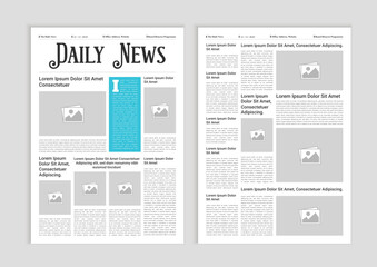 Newspaper layout template. News column articles newsprint magazine design. Brochure newspaper sheets. Editorial journal vector template design
