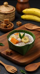 Kolak placed in a wooden bowl