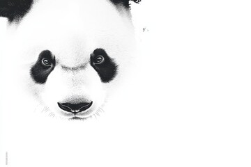 Portrait of a Panda Face with Black and White Features in Detail