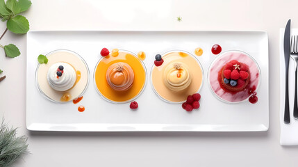 A beautifully designed pudding menu template featuring a stylish layout with mouthwatering dessert images. Ideal for menu design, promotional materials, and digital or print use.