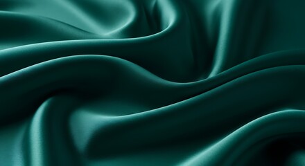 Obraz premium Abstract dark teal silk waves - luxury, smoothness, fluidity - fashion editorial, elegant backgrounds