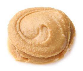 Sample of tasty nut butter isolated on white