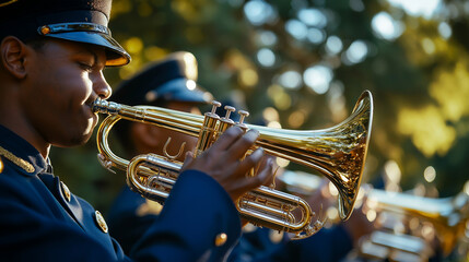 Obraz premium photo coverage of National Band Director’s with music instrument trumpet and drum