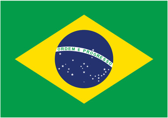 Brazil flag official isolated on transparent PNG background. Perfect for designs.The iconic green and yellow with the blue globe and white band symbolizes Brazil's unity and heritage.vector