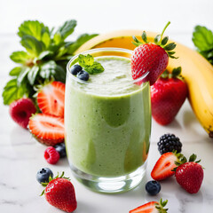 A refreshing fruit milkshake made with blended fresh fruits, creamy ice cream, and milk, offering a sweet, smooth texture and fruity flavor. A perfect, indulgent treat for a healthy snack or dessert.