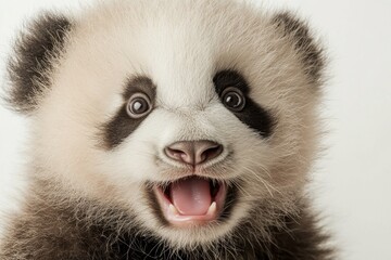 Fototapeta premium Adorable Baby Panda with Expressive Face Smiling Brightly