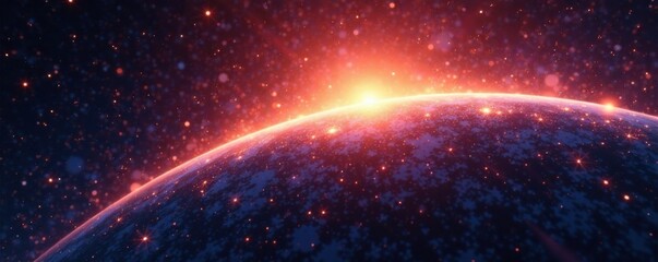 Obraz premium Radiant aura of shimmering stardust around a planet, glow, stardust