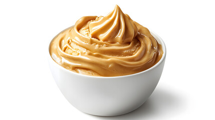 Creamy Peanut Butter Swirl in a White Bowl Against a Clean Bright Background