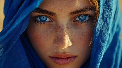 Fototapeta premium Captivating Blue Eyes Portrait