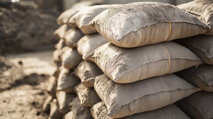 Stack of Cement Bags at a Construction Site