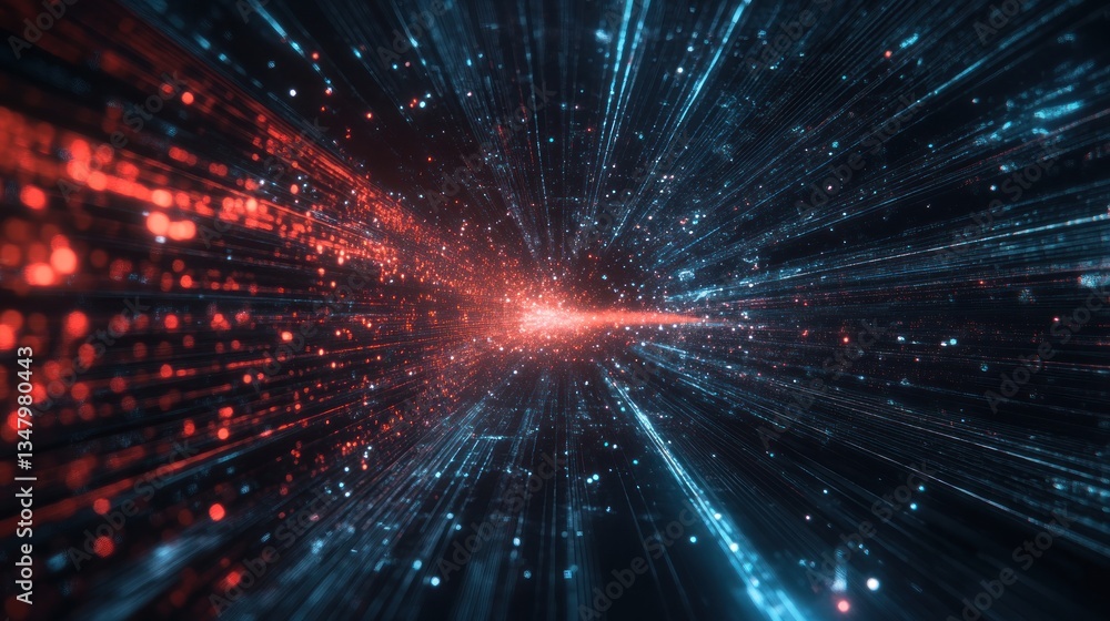 Poster a high-speed data flow in a futuristic ai