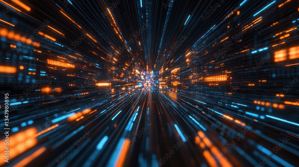 Poster a high-speed data flow in a futuristic ai