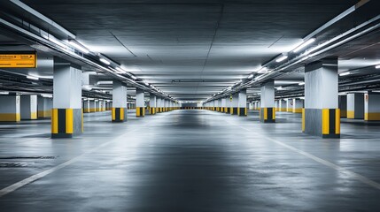 Empty Modern Underground Parking Garage