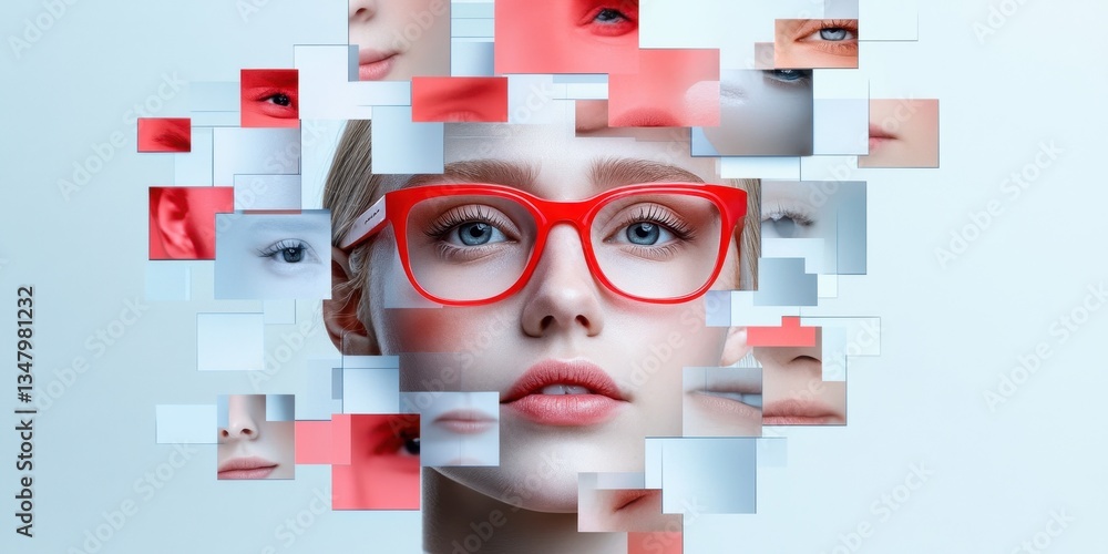Poster ai powered facial recognition and unmasking deepfakes, exploring human identity and technology throu