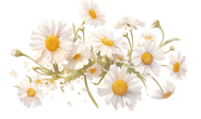 Obraz premium Creative 2D Doodle Floral Illustrations on White Background