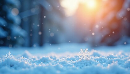 Naklejka premium Snowflakes falling gently on a frosty winter background, New Year, winter, ice