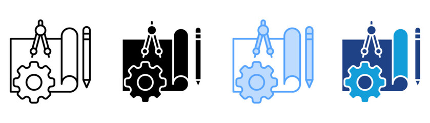 Blueprint Icon Set Multiple Style Collection