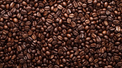 Fototapeta premium Close-up of roasted coffee beans in rich texture