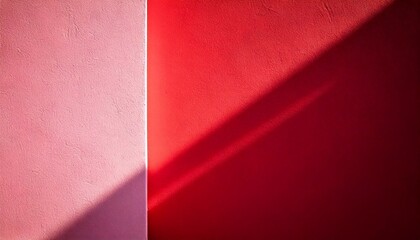 Obraz premium Simple red wall paint at side and white blank at side background