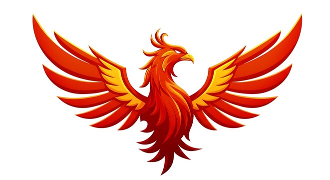 Stylized phoenix emblem - Symbol of rebirth and resilience - Graphic design element for logos