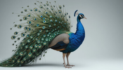 peacock with feathers