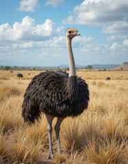 Naklejka premium An ostrich in the pasture
