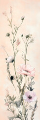 Illustrated Botanical Wildflower Bookmark, Pink Theme