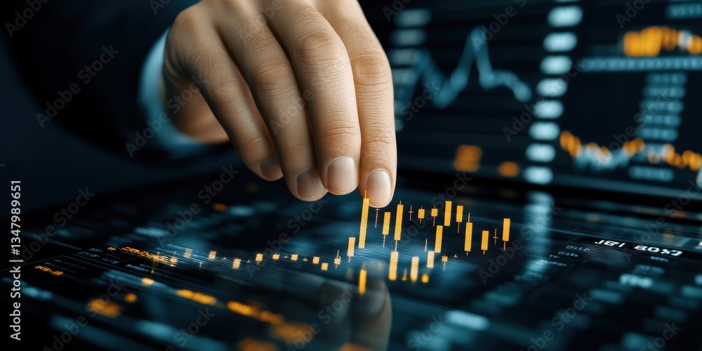 Poster detailed view of a stock market exchange interface showcasing data analytics and trading performance