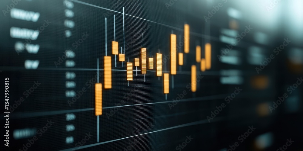 Aufkleber a detailed macro image of financial graph representation demonstrating market trends with orange can