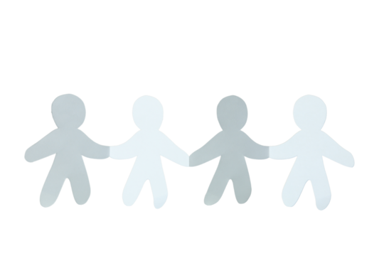 PNG, Population Day, paper people holding hands, isolated on white background. - Powered by Adobe