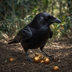 Fototapeta premium crow on the grass