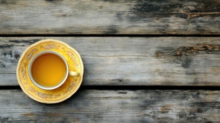 Rustic Wooden Tabletop Teacup