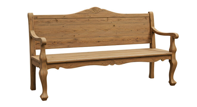  Pine Camel Back Bench Isolated on Transparent PNG Background