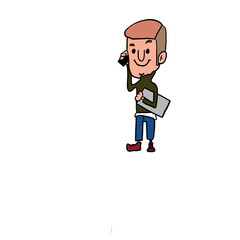 cartoon businessman running