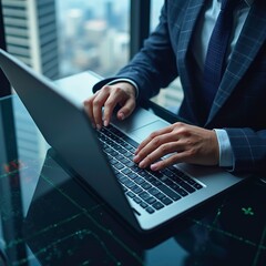 Business-people using laptop for analyzing data stock market, Forex trading graph, stock exchange trading online, financial investment concept. analyze financial data