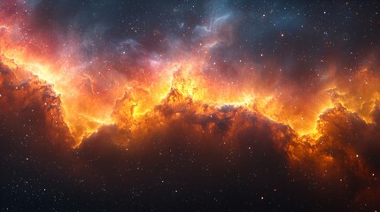 Fototapeta premium Fiery Nebula in Cosmic Space
