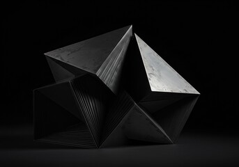 Abstract Geometric Sculpture with Dark Tones, Perfect for Modern Interior Decoration and Design Inspiration