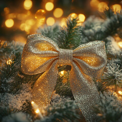 Gold Satin Ribbon Bow - Elegant Gift Decoration