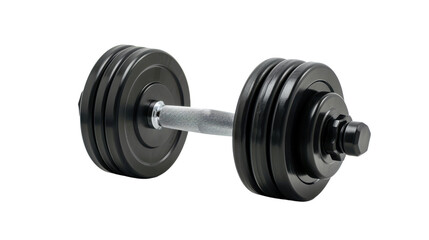 Naklejka premium Black dumbbell isolated on transparent background for fitness training