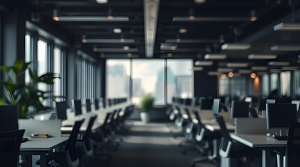 Modern, Bright Office Space: White Desks and Blue Accent Wall