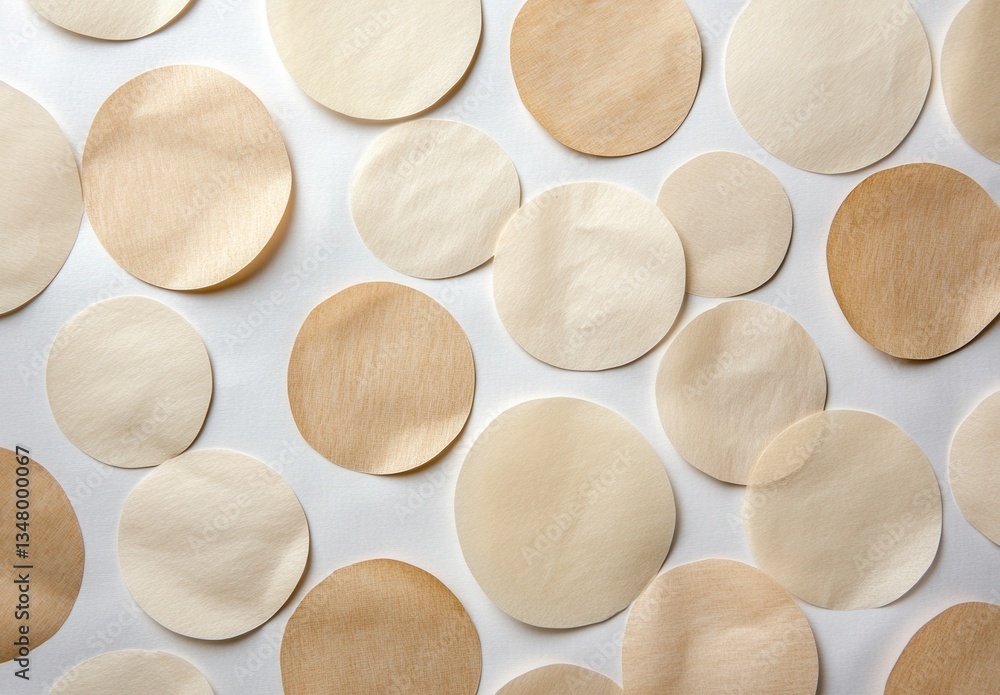 Poster abstract background featuring numerous beige and cream colored circles of varying sizes scattered on