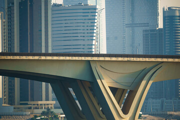Daytime view of Abu Dhabi’s skyline as seen from the Louvre Abu Dhabi.