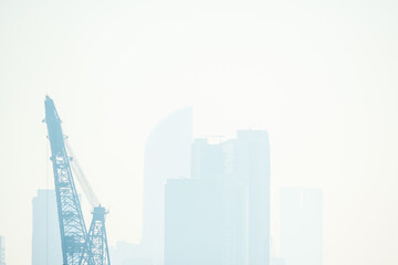 Daytime view of Abu Dhabi’s skyline as seen from the Louvre Abu Dhabi.