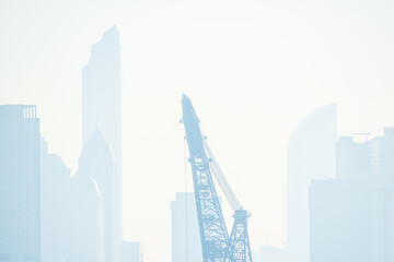 Daytime view of Abu Dhabi’s skyline as seen from the Louvre Abu Dhabi.